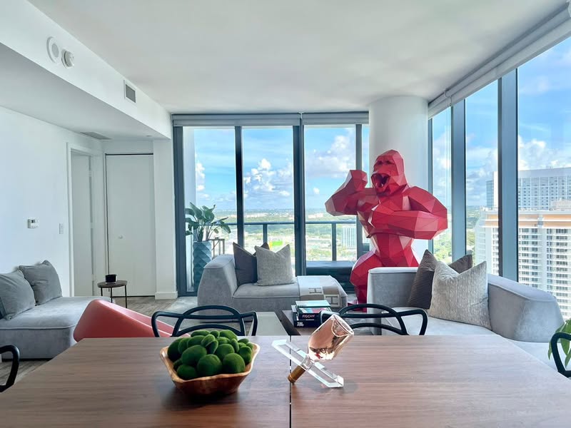 Geometric Gorilla Sculpture - Red