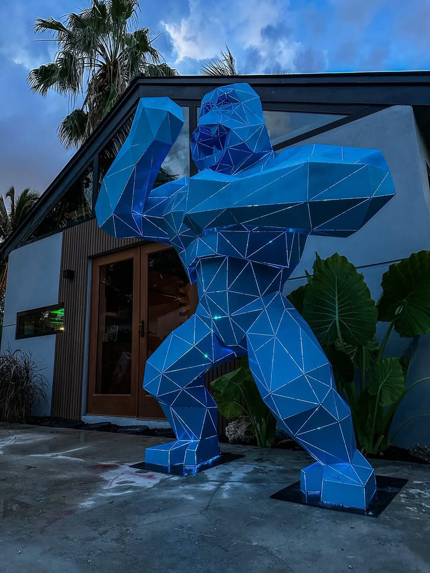 Illuminated Geometric Gorilla Sculpture
