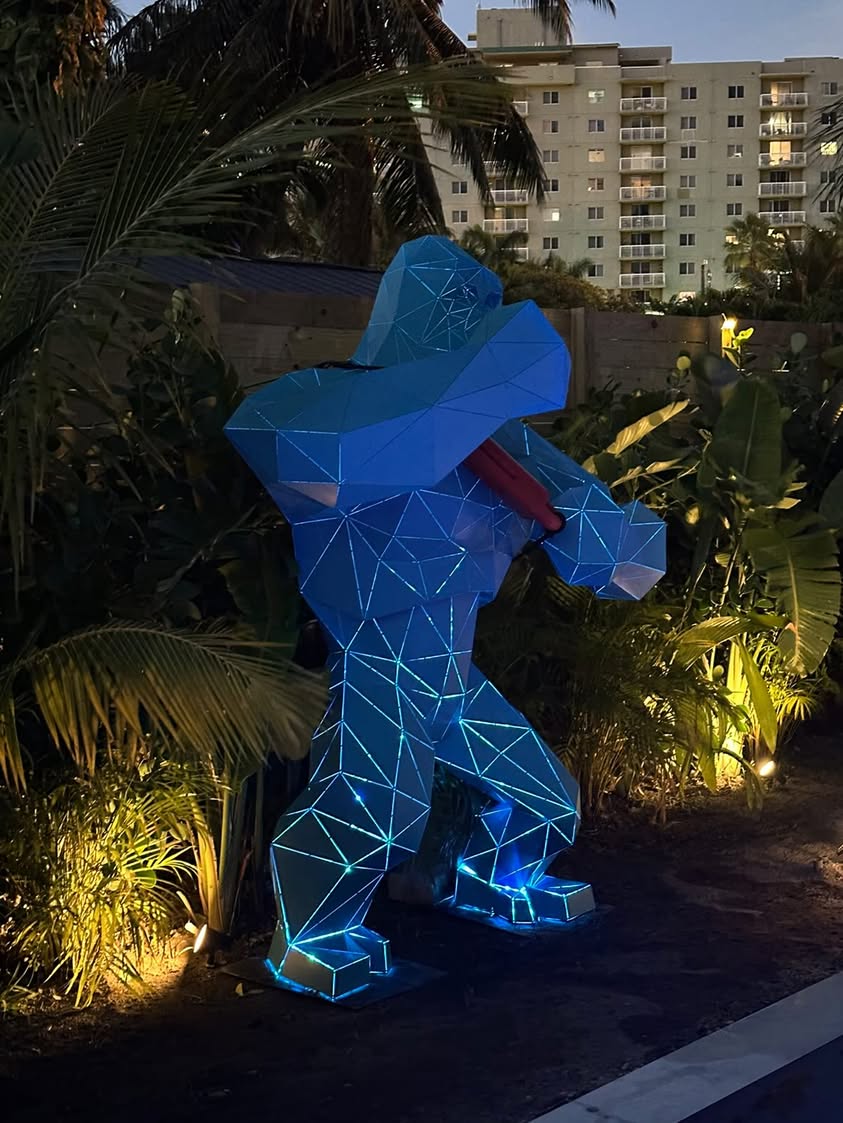 Illuminated Geometric Gorilla Sculpture