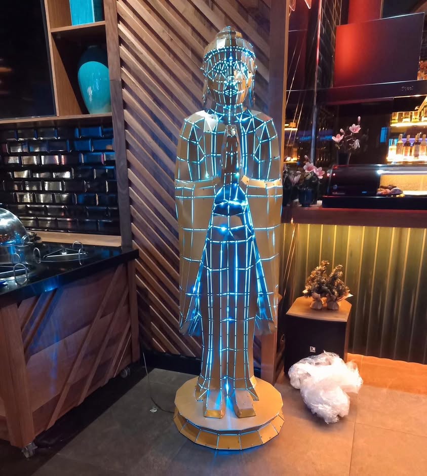 Illuminated Geometric Buddha Sculpture