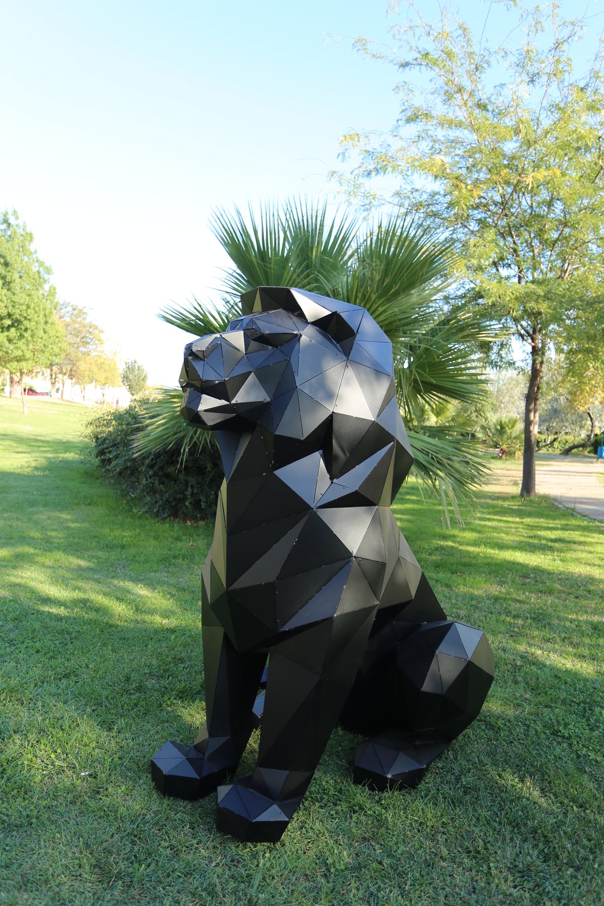 Geometric Lion Sculpture - Black