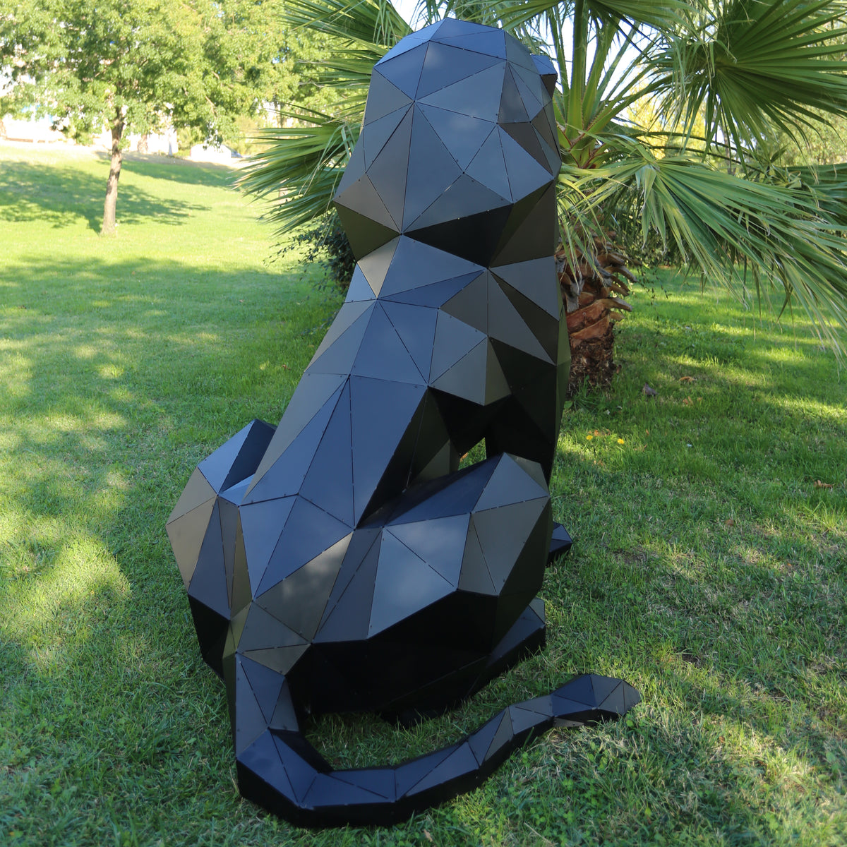 Geometric Lion Sculpture - Black